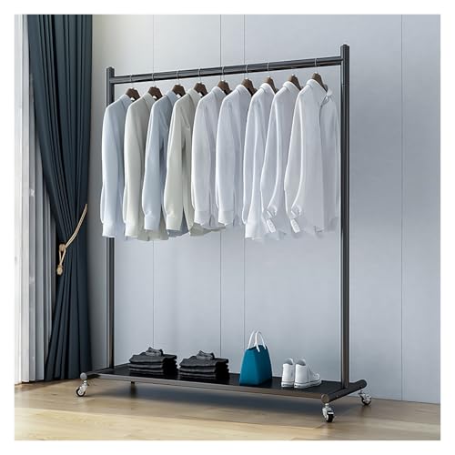 Kleiderständer Auf Rollen, Kleiderstange, Garderobenständer Mit Kleiderstangen Und Ablage, Garderobenstange, Für Schlafzimmer, Ankleidezimmer(Black,100x165x40cm) von Qxgylz