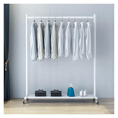 Kleiderständer Auf Rollen, Kleiderstange, Garderobenständer Mit Kleiderstangen Und Ablage, Garderobenstange, Für Schlafzimmer, Ankleidezimmer(White,80x135x40cm) von Qxgylz