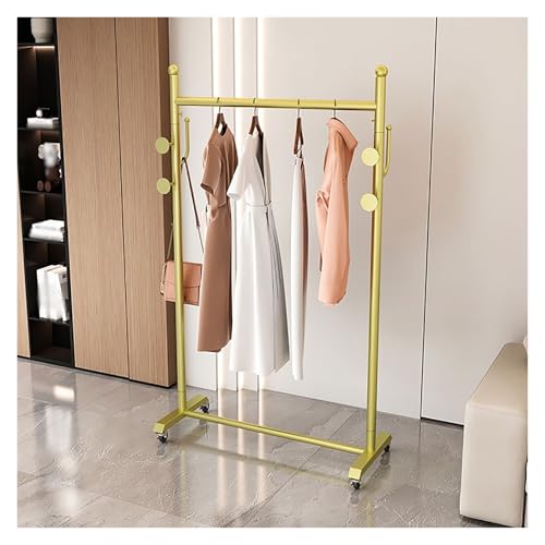 Kleiderständer Aus Metall, Industrie Mobiler Kleiderstange, Garderobenständer Mit Kleiderstangen, Für Schlafzimmer, Ankleidezimmer(Gold,80x35x165cm) von Qxgylz