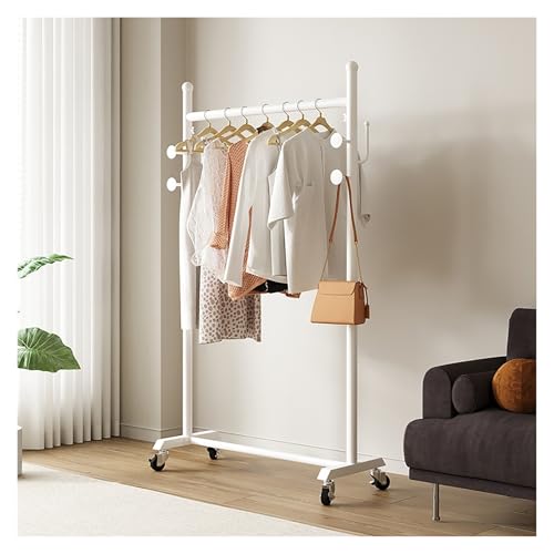 Kleiderständer Aus Metall, Industrie Mobiler Kleiderstange, Garderobenständer Mit Kleiderstangen, Für Schlafzimmer, Ankleidezimmer(White,60x35x165cm) von Qxgylz