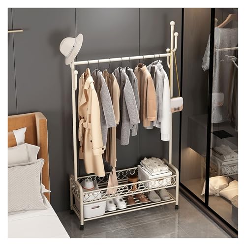 Kleiderständer Im Industriedesign, Kleiderstange, Mit Rollen, Garderobenständer, Kleiderstangen Aus Metall, Für Schlafzimmer, Waschküche(White,80x175x30cm) von Qxgylz