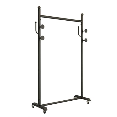 Kleiderständer Mit Rädern, Garderobenständer Mit 1 Kleiderstange, Kleiderständer Zum Aufhängen Von Kleidung, Für Schlafzimmer, Waschküche(Black,150x35x155cm) von Qxgylz