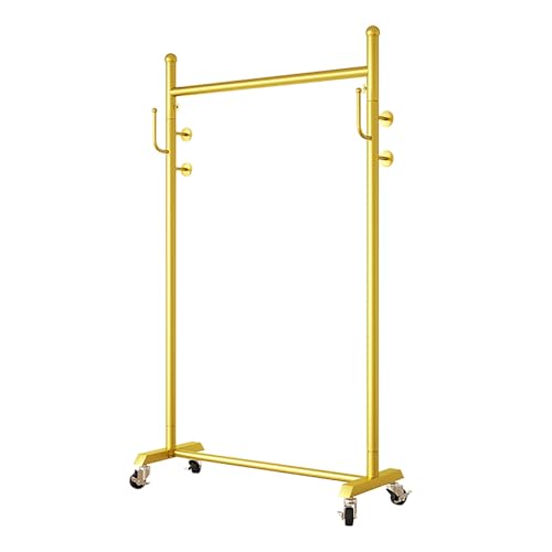 Kleiderständer Mit Rädern, Garderobenständer Mit 1 Kleiderstange, Kleiderständer Zum Aufhängen Von Kleidung, Für Schlafzimmer, Waschküche(Gold,60x35x155cm) von Qxgylz