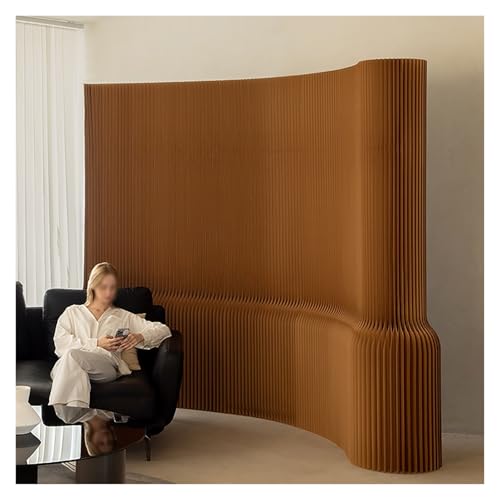 Raumteiler Aus Papier, Klappbarer Raumteiler Mit Regal, Raumteiler Privatsphäre Bildschirm, Sichtschutz, Raumtrennung, Für Büros, Wohnzimmer, Schlafzimmer(Brown,H1.5xW0.18xL1-2m) von Qxgylz