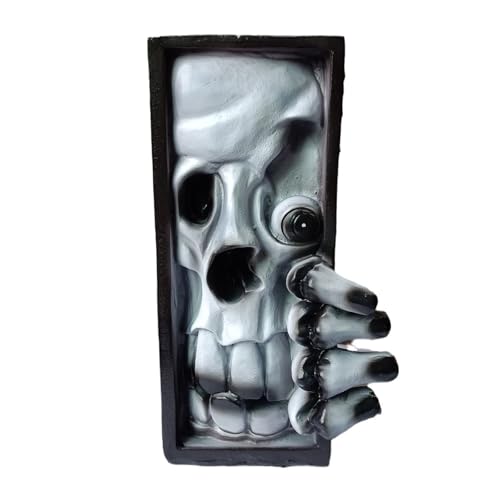 Qxiao Bücherregal Monster Buchstützen Halloween Peeping on The Bookshelf Monster Horror Human Face Resin Bookstand Creative Lifelike Frankensteins Monster Booknook Statue Study Decoration von Qxiao
