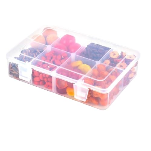 Qxiao Snackbox mit Fächern, 1/2 Stück, Snackbox für Kinder, Snack-Aufbewahrungsboxen mit abnehmbaren Gitterfächern, mehrere Kunststoff-Snackboxen, Tablett, transparenter Organizer für Snacks von Qxiao