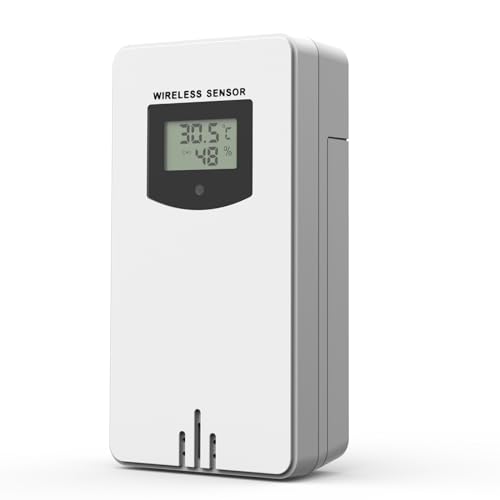 Außensensor für Wetterstation Funksensor Außen Thermometer-Hygrometer, kompatibel mit Wetterstation EM3383C von Qxmcov