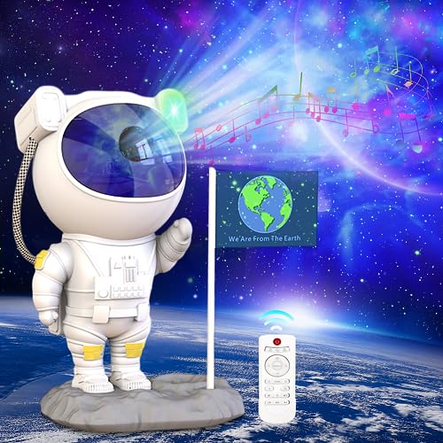 LED Sternenhimmel Projektor Astronaut, Galaxy Nachtlicht mit Timer/ Fernbedienung/Bluetooth Lautsprecher, Sternenprojektor Kinder,Sternlichtprojektor für Baby Party Geschenke von Qxmcov