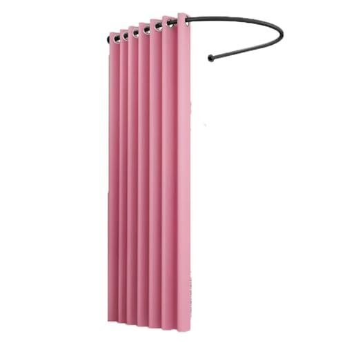 Prüfraum U-förmige Umkleidekabine tragbares Ankleidezimmer einfache mit Vorhängen Compatible with mehr Privatsphäre geeignet with Bekleidungsgeschäfte Umkleidezimmer(Pink B,85 * 80cm) von Qxmiguel