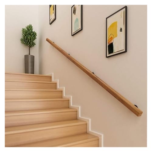 Qxmiguel 30–600 cm Holzhandlauf mit Halterungen, Stützstange for Treppengeländer, an der Wand, Haltegriff for ältere Menschen und Kinder im Loft(120cm) von Qxmiguel