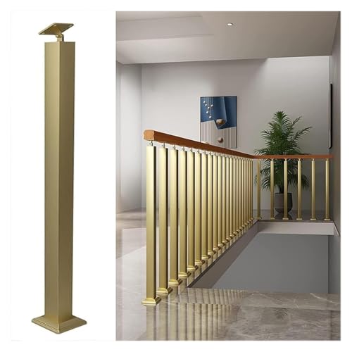Qxmiguel 5 Stück Treppenhandlauf Metalltreppengeländer, Innenbereich Verstellbarer Winkel Schmiedeeisen Handlauf for Flur Loft(Gold,90cm) von Qxmiguel