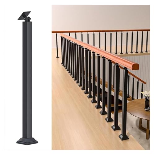 Qxmiguel 5 Stück Treppenhandlauf Metalltreppengeländer, Innenbereich Verstellbarer Winkel Schmiedeeisen Handlauf for Flur Loft(Svart,90cm) von Qxmiguel