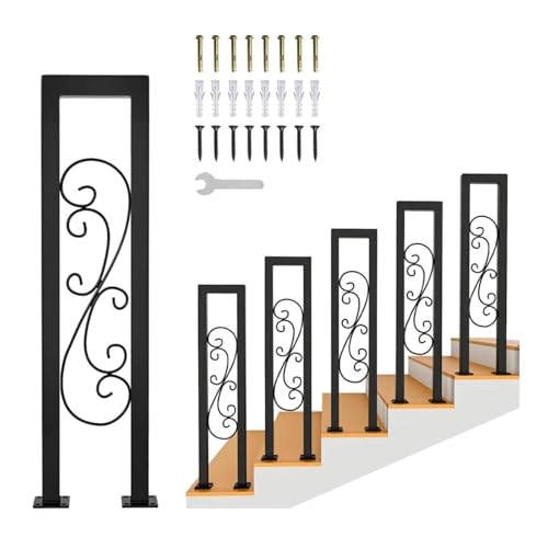 Qxmiguel 5 stücke Treppengeländer Innen U-Förmigen Metall Geländer Schiene for Treppen Handläufe for Loft Veranda Balkon Indoor Outdoor(95cm) von Qxmiguel