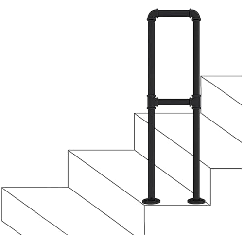 Qxmiguel Handlauf Treppengeländer Passt auf Ebene Flächen Schmiedeeisenrohr-Design U-förmige Sicherheitshandlauf-Stützstange mit Querstange(85cm) von Qxmiguel