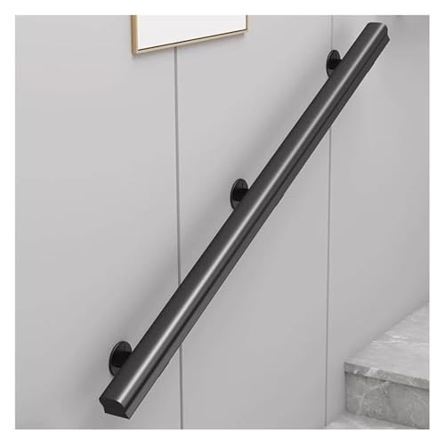 Qxmiguel Hölzerner Handlauf, 150 cm Treppenhandlauf Innengeländer Wandmontierter Treppenbalustrade Sicherheitshaltegriff for den Außenbereich(Svart,120cm) von Qxmiguel