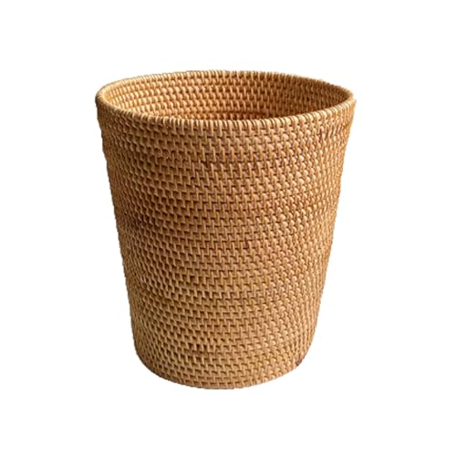 Qxmiguel Küchenmülleimer Runder Rattan-Mülleimer, Papierkorb, Badezimmer-Mülleimer, Schlafzimmer, Küche, Büro, Zuhause, Schreibtisch, Kleiner Korbeimer Compatible with Abfall mülleimer(Size A) von Qxmiguel