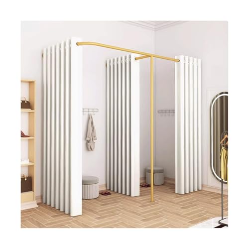 Qxmiguel Prüfraum Doppel-Ankleidekabinen-Trennwand for Bekleidungsgeschäfte Boutiquen Umkleidekabinen mit 3 Schattierungsvorhängen in F-Form mit Haken Umkleidezimmer(Blanc,1.8 * 0.8 * 2m) von Qxmiguel