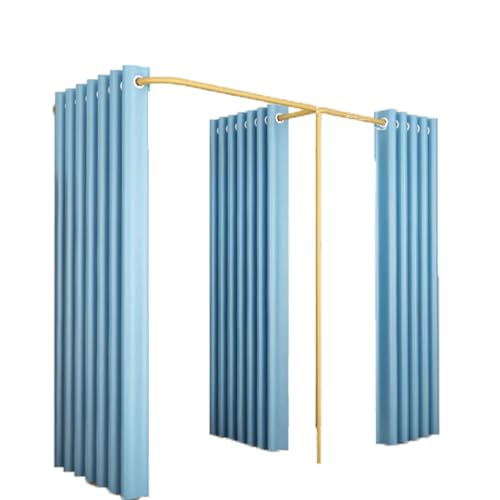 Qxmiguel Prüfraum Doppel-Ankleidekabinen-Trennwand for Bekleidungsgeschäfte Boutiquen Umkleidekabinen mit 3 Schattierungsvorhängen in F-Form mit Haken Umkleidezimmer(Bleu,1.8 * 0.8 * 2m) von Qxmiguel