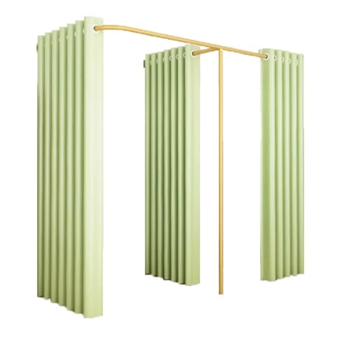 Qxmiguel Prüfraum Doppel-Ankleidekabinen-Trennwand for Bekleidungsgeschäfte Boutiquen Umkleidekabinen mit 3 Schattierungsvorhängen in F-Form mit Haken Umkleidezimmer(Groen,1.8 * 0.8 * 2m) von Qxmiguel