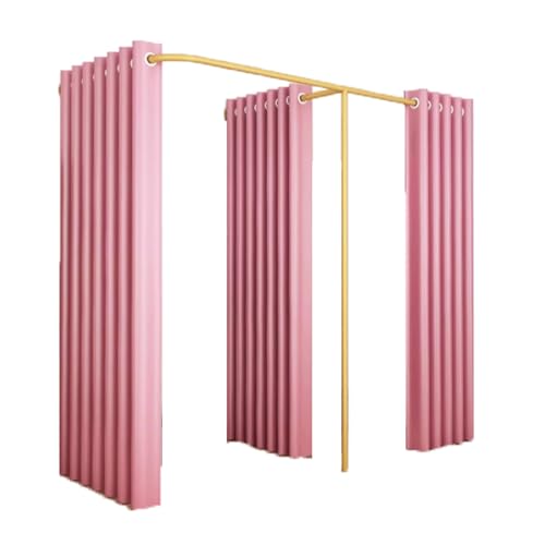 Qxmiguel Prüfraum Doppel-Ankleidekabinen-Trennwand for Bekleidungsgeschäfte Boutiquen Umkleidekabinen mit 3 Schattierungsvorhängen in F-Form mit Haken Umkleidezimmer(Rose,2 * 1 * 2m) von Qxmiguel