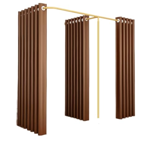Qxmiguel Prüfraum Doppelte Umkleidekabine Bekleidungsgeschäft Boutiquen Trennwand mit 3 Schattierungen F-Form einfache Vorhänge Ankleidezimmervorhang Umkleidezimmer(CAF�,200 * 100 * 200) von Qxmiguel