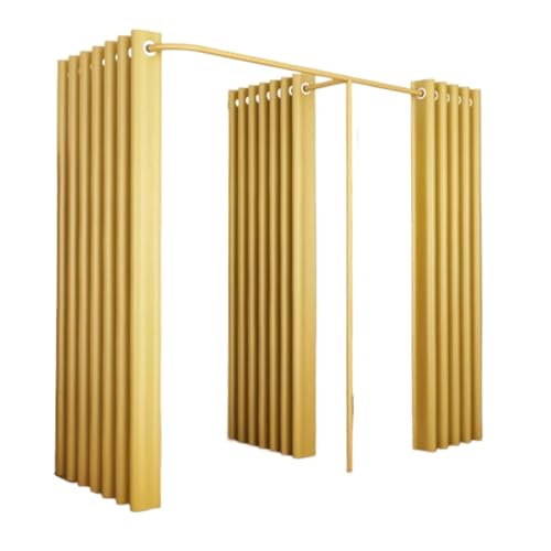 Qxmiguel Prüfraum Doppelte Umkleidekabine Bekleidungsgeschäft Boutiquen Trennwand mit 3 Schattierungen F-Form einfache Vorhänge Ankleidezimmervorhang Umkleidezimmer(Gold,180 * 80 * 200) von Qxmiguel