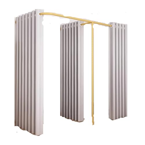Qxmiguel Prüfraum Doppelte Umkleidekabine Bekleidungsgeschäft Boutiquen Trennwand mit 3 Schattierungen F-Form einfache Vorhänge Ankleidezimmervorhang Umkleidezimmer(Grey,200 * 100 * 200) von Qxmiguel