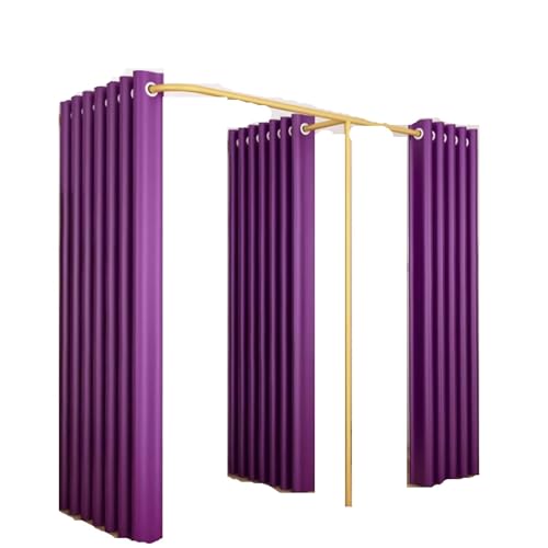 Qxmiguel Prüfraum Doppelte Umkleidekabine Bekleidungsgeschäft Boutiquen Trennwand mit 3 Schattierungen F-Form einfache Vorhänge Ankleidezimmervorhang Umkleidezimmer(Purple,200 * 100 * 200) von Qxmiguel