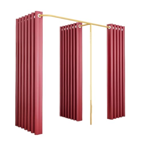 Qxmiguel Prüfraum Doppelte Umkleidekabine Bekleidungsgeschäft Boutiquen Trennwand mit 3 Schattierungen F-Form einfache Vorhänge Ankleidezimmervorhang Umkleidezimmer(Rosso,190 * 90 * 200) von Qxmiguel