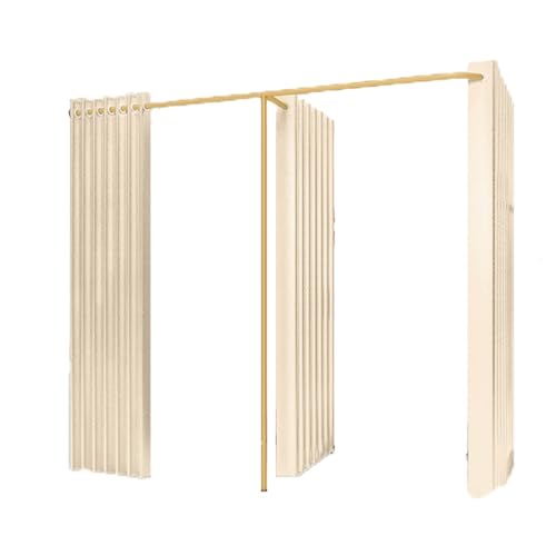 Qxmiguel Prüfraum Doppelte Umkleidekabine Bekleidungsgeschäft Boutiquen Umkleidekabinen Trennwand mit 3 Schattierungsvorhängen Ankleidezimmer Umkleidezimmer(Beige) von Qxmiguel