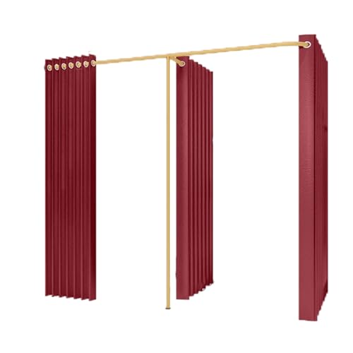 Qxmiguel Prüfraum Doppelte Umkleidekabine Bekleidungsgeschäft Boutiquen Umkleidekabinen Trennwand mit 3 Schattierungsvorhängen Ankleidezimmer Umkleidezimmer(Rosso) von Qxmiguel