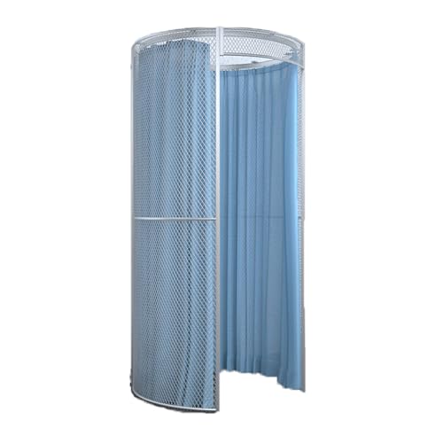Qxmiguel Prüfraum Einfache Umkleidekabine Compatible with Bekleidungsgeschäfte, Eisenkunst, runde Umkleidekabine, mobiler Bodenumkleideraum, Einkaufszentrum, Sichtschutz Umkleidezimmer(Bleu,Silver) von Qxmiguel