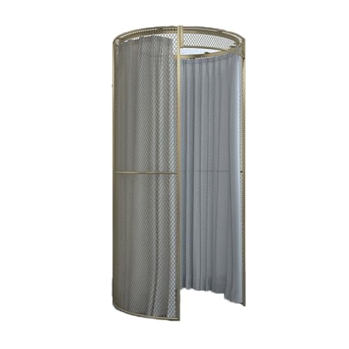 Qxmiguel Prüfraum Einfache Umkleidekabine Compatible with Bekleidungsgeschäfte, Eisenkunst, runde Umkleidekabine, mobiler Bodenumkleideraum, Einkaufszentrum, Sichtschutz Umkleidezimmer(Grey,Gold) von Qxmiguel