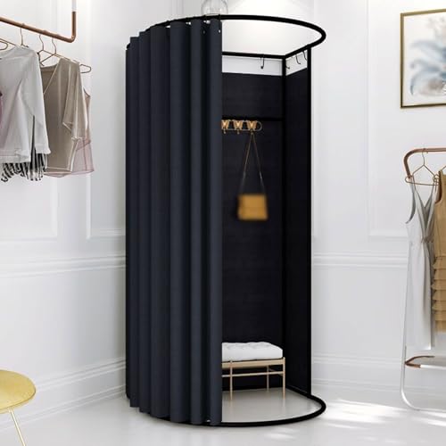 Qxmiguel Prüfraum Mobile Umkleidekabine, abnehmbare tragbare Ankleidekabine, Sichtschutz, Umkleidekabine Compatible with das Home-Office-Einkaufszentrum Umkleidezimmer(Black B,100 * 95cm) von Qxmiguel
