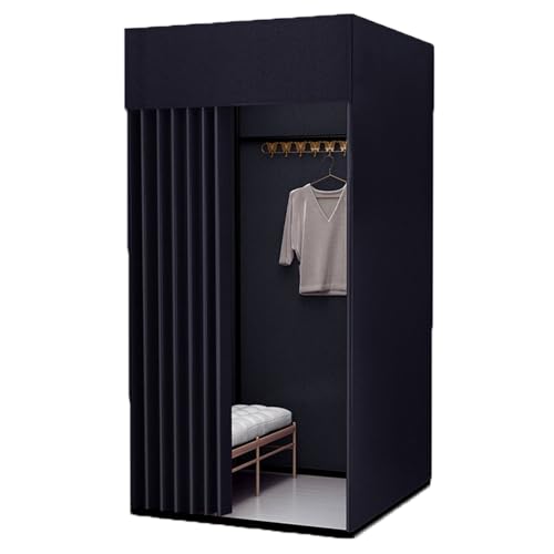 Qxmiguel Prüfraum Shopping Mobile Umkleidekabine Tragbarer Boden-Umkleideraum Bekleidungsgeschäft Umkleidekabine Einfach zu montieren Sichtschutz Umkleidezimmer(Black A,S) von Qxmiguel