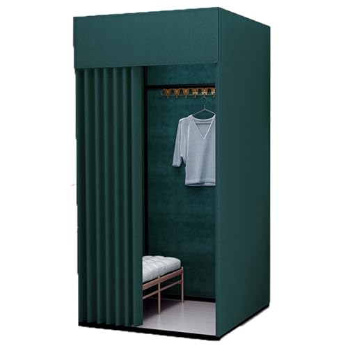 Qxmiguel Prüfraum Shopping Mobile Umkleidekabine Tragbarer Boden-Umkleideraum Bekleidungsgeschäft Umkleidekabine Einfach zu montieren Sichtschutz Umkleidezimmer(Dark Green,S) von Qxmiguel