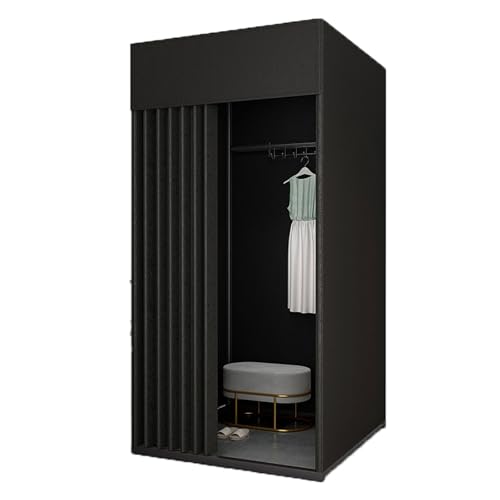 Qxmiguel Prüfraum Temporäre Mobile Umkleidekabine Ankleidezimmer Compatible with Bekleidungsgeschäfte tragbare Faltbare Einkaufen im Freien 3 Größen Umkleidezimmer(Svart,1 * 0.8 * 2m) von Qxmiguel