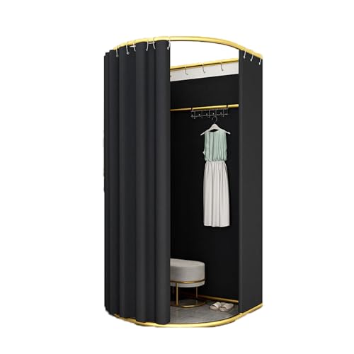 Qxmiguel Prüfraum Tragbarer Umkleideraumboden mobiler Ankleideraum Faltbarer Sichtschutz Compatible with Bekleidungsgeschäfte Einkaufen Umkleidezimmer(Black B,85x80cm) von Qxmiguel
