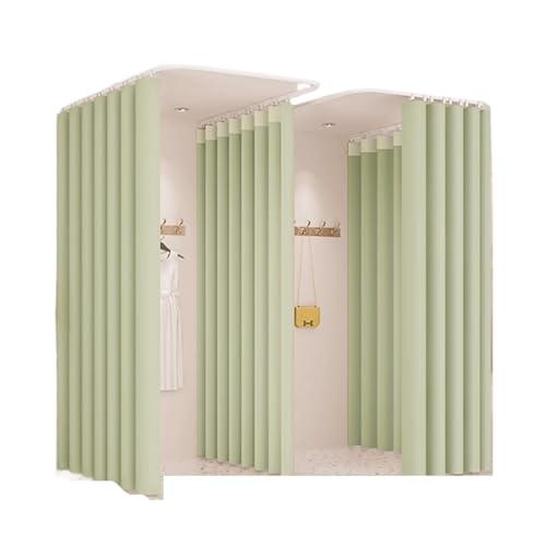 Qxmiguel Prüfraum Umkleidekabine Bekleidungsgeschäft U-förmiger Gleitschienen-Trennwandschirm Ankleidezimmerecke Gebogener Ankleidevorhang Umkleidekabine Umkleidezimmer(Color2,2.4 * 2.7m) von Qxmiguel