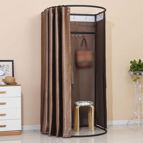 Qxmiguel Prüfraum Umkleidekabine Compatible with Bekleidungsgeschäfte, Bügeleisen, Mobile Umkleidekabine, tragbar, abnehmbar, Sichtschutz Compatible with den Einkauf Umkleidezimmer(Dark Coffee) von Qxmiguel