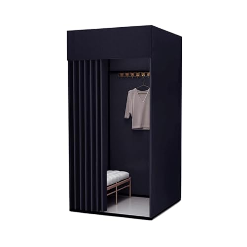 Qxmiguel Prüfraum Umkleidekabine abnehmbar Compatible with Bekleidungsgeschäft tragbar mit Sichtschutz Einkaufszentrum temporärer Ankleideraum Umkleidezimmer(Svart,80 * 80cm) von Qxmiguel