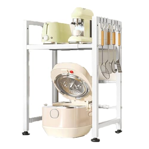 Qxmiguel Regale Küchenmikrowellenregal-Rack Multifunktion Haushaltslagerständer mit 6 Haken Super-tragbare, einverstürzte Links und rechts Küchenregale von Qxmiguel