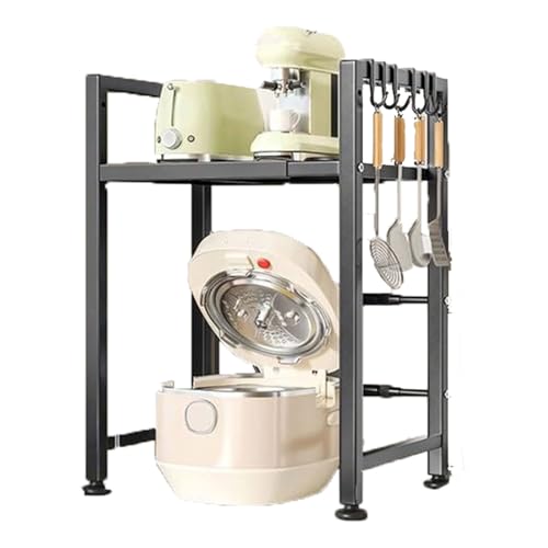 Qxmiguel Regale Küchenmikrowellenregal-Rack Multifunktion Haushaltslagerständer mit 6 Haken Super-tragbare, einverstürzte Links und rechts Küchenregale von Qxmiguel