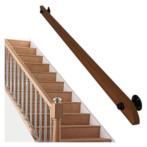 Qxmiguel Stützstange for Treppengeländer aus Holz, an der Wand, Haltegriff-Set for ältere Menschen und Kinder im Loft-Stil for das Krankenhaus zu Hause(200cm) von Qxmiguel