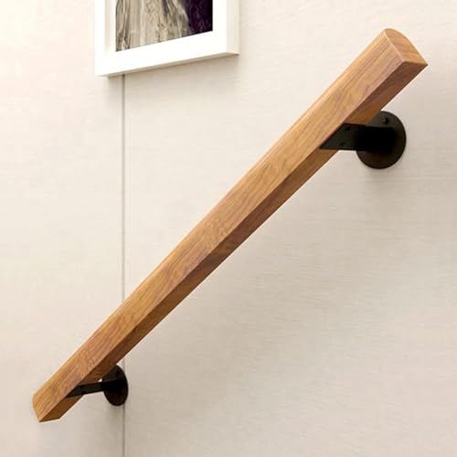 Qxmiguel Treppenhandläufe, Wandmontierte Treppenhandläufe aus Holz for den Innenbereich, Sicherheitsgeländer for ältere Menschen und Kinder mit Halterungen(600cm) von Qxmiguel