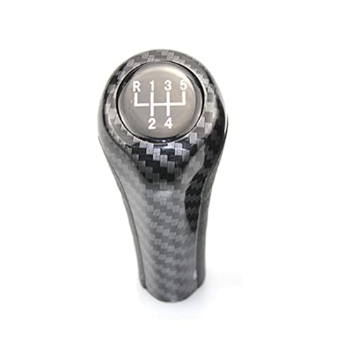 Qxryzp 5/6-Gang-Schaltknauf aus Kohlefaser, for, 1 3 5 6 Serie E46 E53 E60 E61 E63 E65 E81 E82 E83 E87 E90 E91 E92 X1 X3 X5 Schaltknauf(BLACK 5 Speed) von Qxryzp