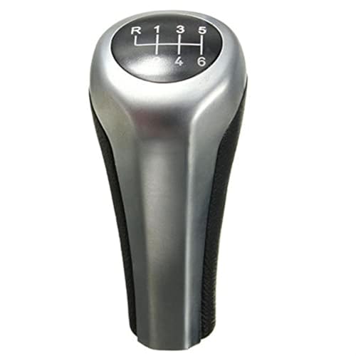 Qxryzp Schaltknauf, verchromt, matt, Kohlefaser, for, E46 E53 E60 E61 E63 E65 E81 E82 E83 E87 E90 E91 E92 X1 X3 X5 1 3 5 6 Schaltknauf(BLACK Matte Silver 6speed) von Qxryzp