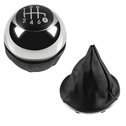 Qxryzp Schaltknauf, verchromter, Gamasche, Kofferraumabdeckung, for Fiat, 500 500C 2007 2008 2009 2010 2011 2012 2013 2014 2015 2016 2017 2018 Schaltknauf(BLACK 6 Speedb+d) von Qxryzp