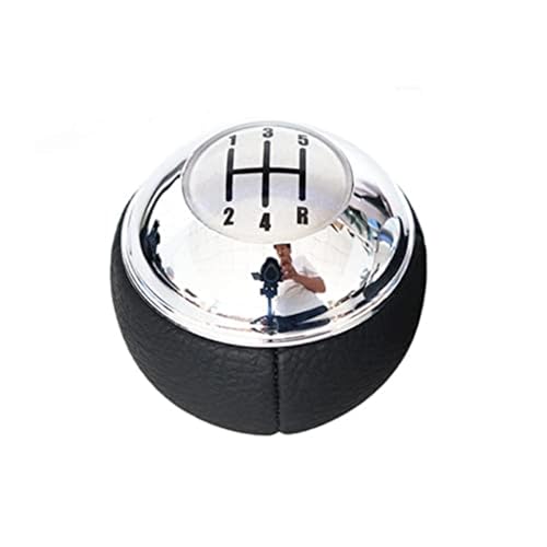 Qxryzp Schaltknauf 5 6 Gang Auto Leder Schalthebel Hand Kugelschreiber, for, R50 1 D R52 R53 for S 3 for Türen 2001-2008 Schaltknauf(BLACK 5-speed Silver) von Qxryzp