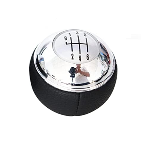Qxryzp Schaltknauf 5 6 Gang Auto Leder Schalthebel Hand Kugelschreiber, for, R50 1 D R52 R53 for S 3 for Türen 2001-2008 Schaltknauf(BLACK 6-speed Silver) von Qxryzp